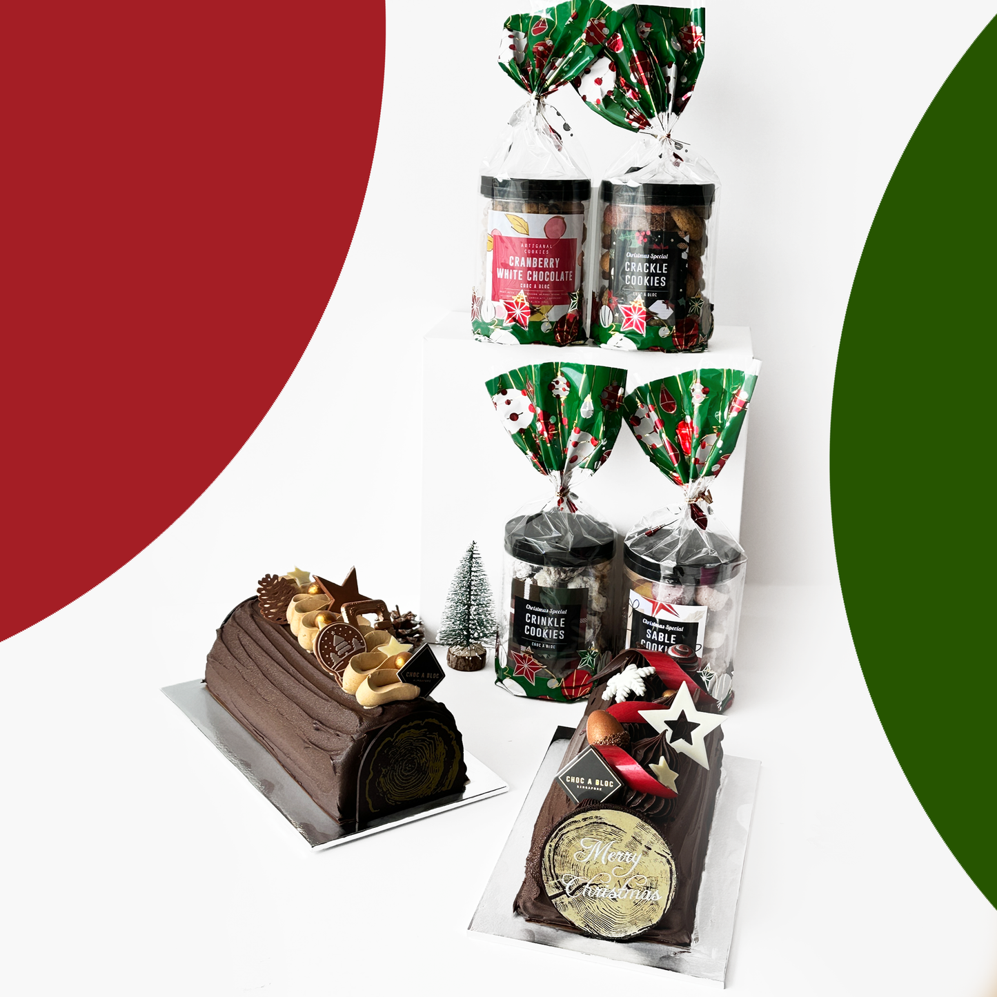 Christmas Special: 2 Logcakes & 4 Cookie Jars Set of Choice (U.P $252)